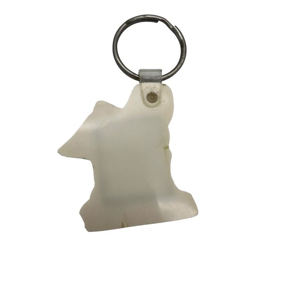 Vintage Army Mascot Rubber Keychain 2" Yellow & White Donkey Design Military - Picture 2 of 4